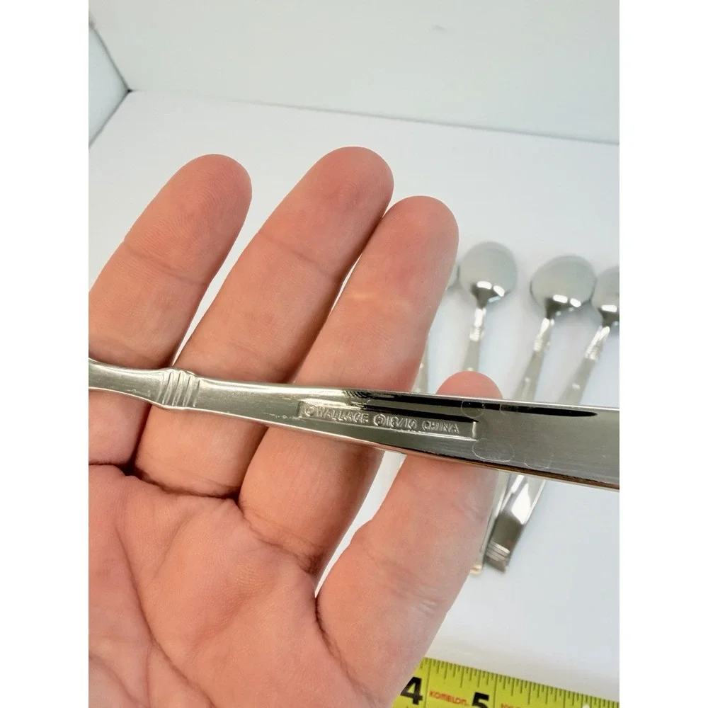 Wallace NAPOLI GLOSSY 18/10 Stainless Flatware Iced Tea Spoons Lot Of 5